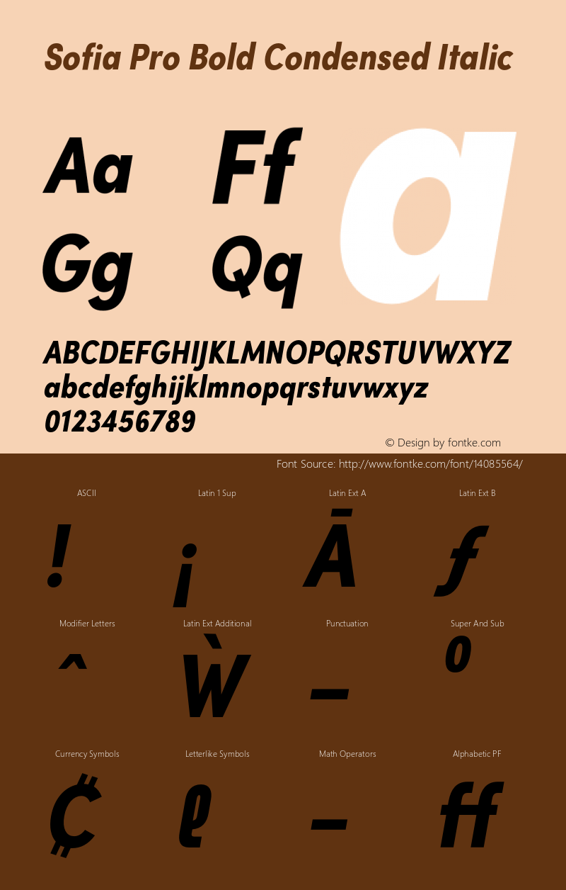 Sofia Pro Bold Condensed Italic Version 2.000 Font Sample