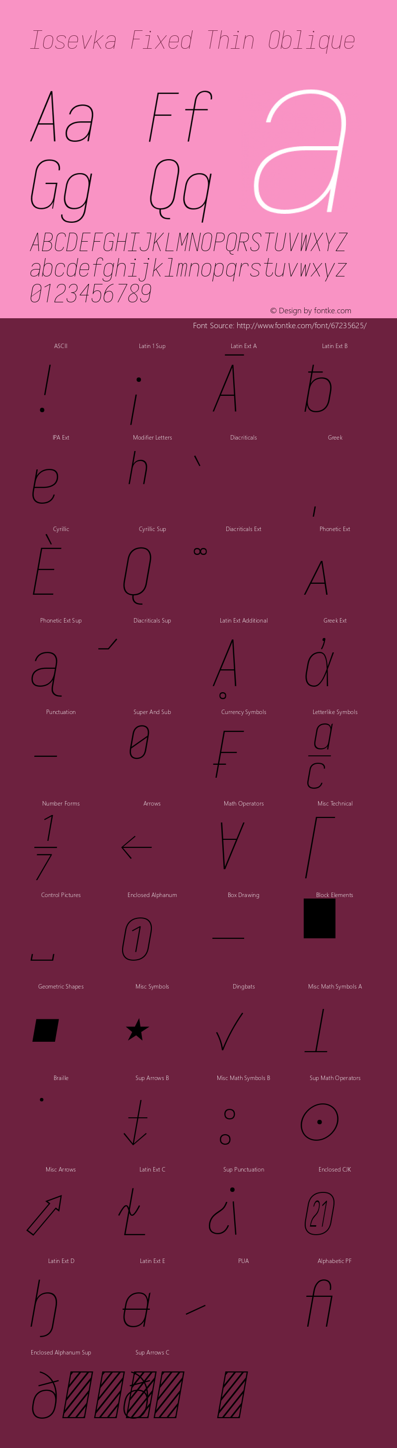 Iosevka Fixed Thin Oblique 3.0.0-rc.7 Font Sample