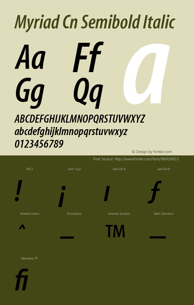 Myriad Cn Semibold Italic 001.000图片样张