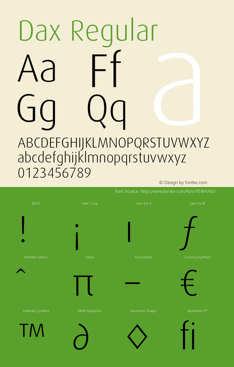 Dax Regular Version 1.1 2000 Font Sample