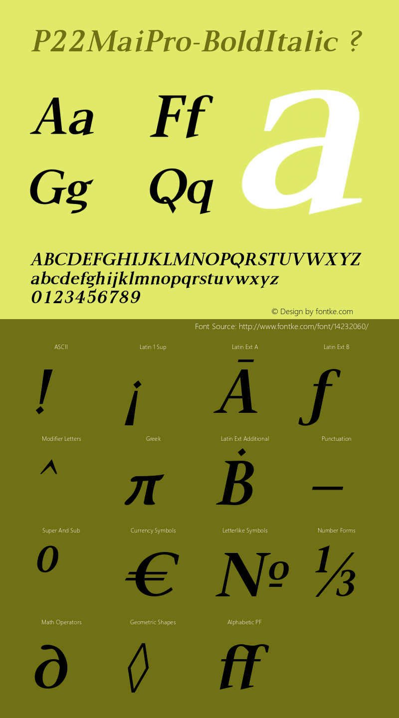 P22MaiPro-BoldItalic ? Version 001.000;com.myfonts.ihof.p22-mai-pro.bold-italic-pro.wfkit2.3fSS Font Sample