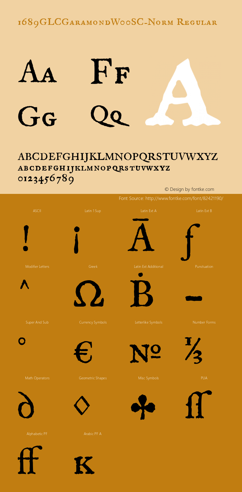 1689 GLC Garamond W00SC Normal Version 1.00 Font Sample