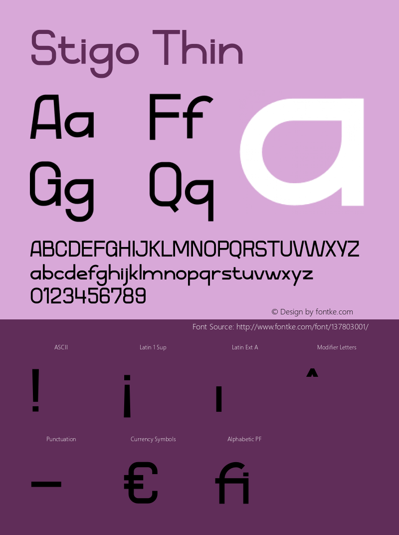 Stigo Thin Version 1.001;Fontself Maker 3.5.4 Font Sample
