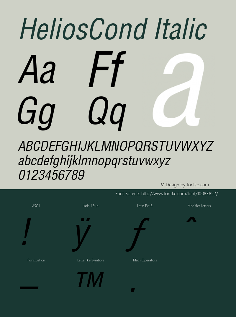 HeliosCond Italic 1.0 Mon Nov 16 18:24:40 1992 Font Sample