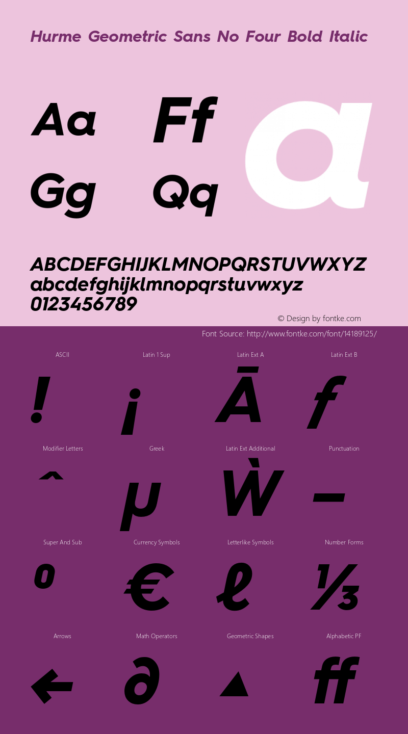 Hurme Geometric Sans No Four Bold Italic 1.001 Font Sample