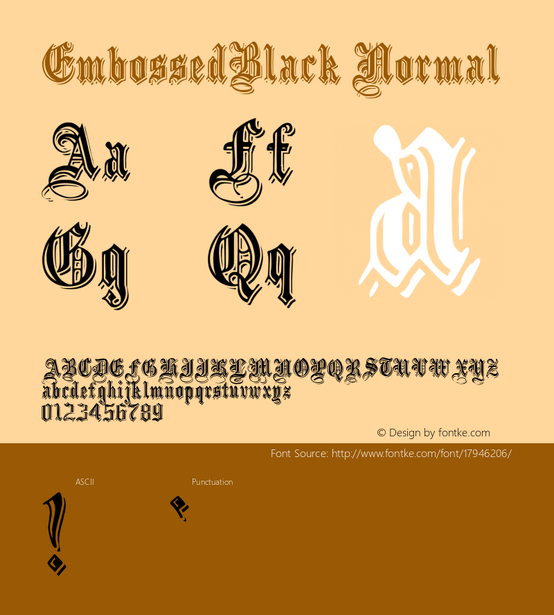 EmbossedBlack Normal 1.000 Font Sample