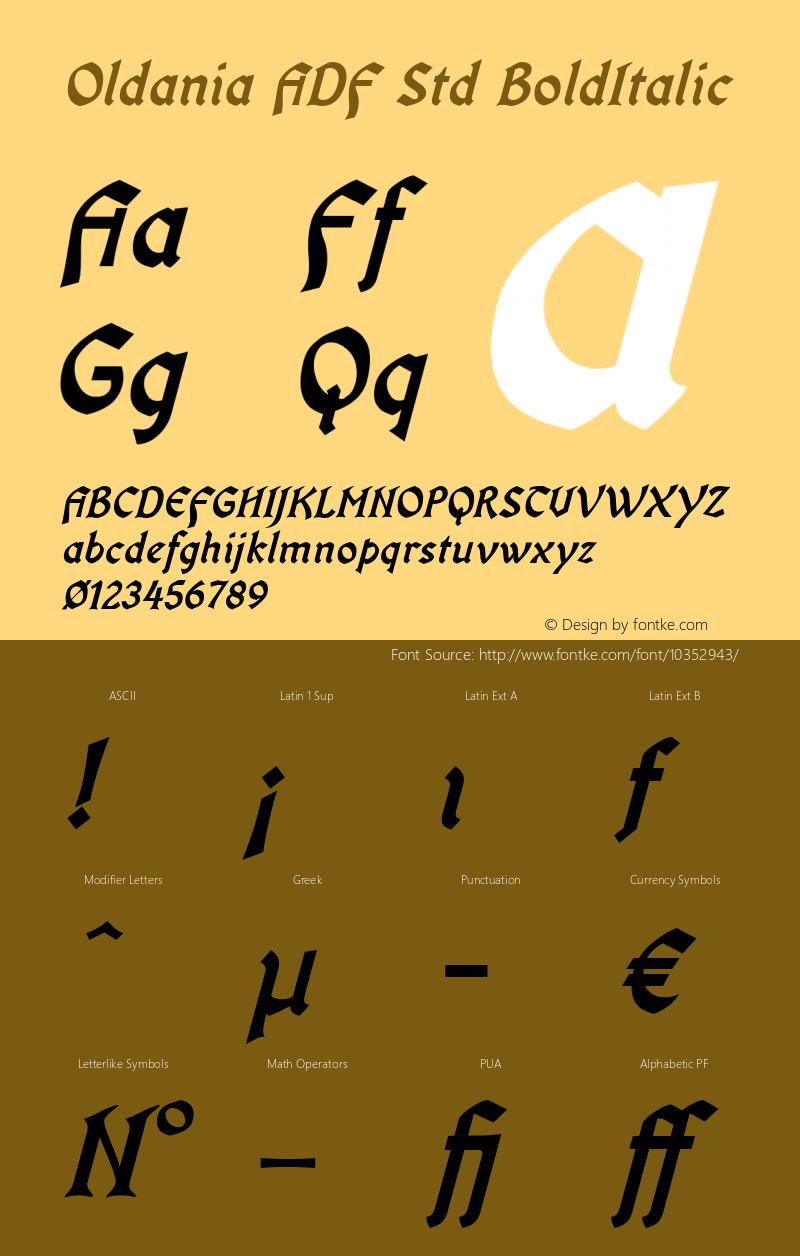 Oldania ADF Std BoldItalic Version 1.002 Font Sample