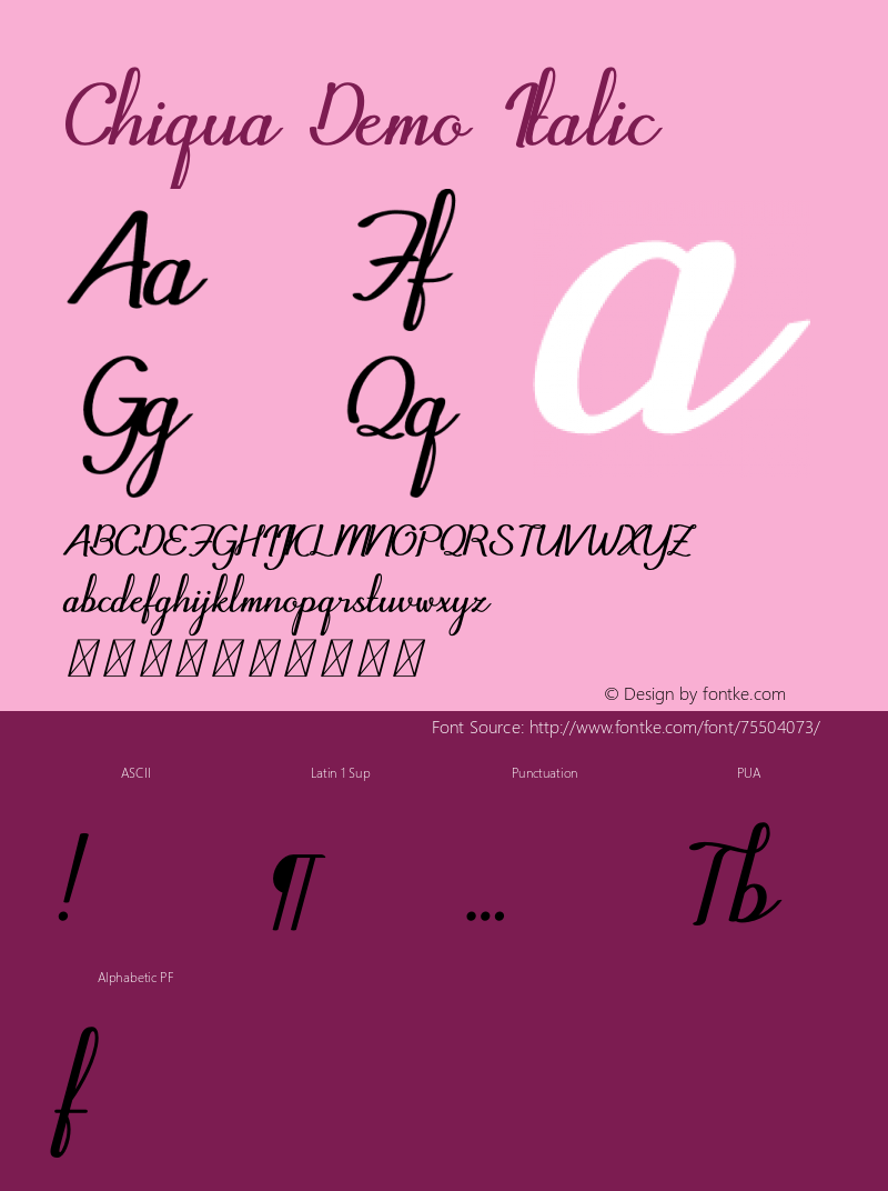 ChiquaDemo-Italic Version 1.001 Font Sample