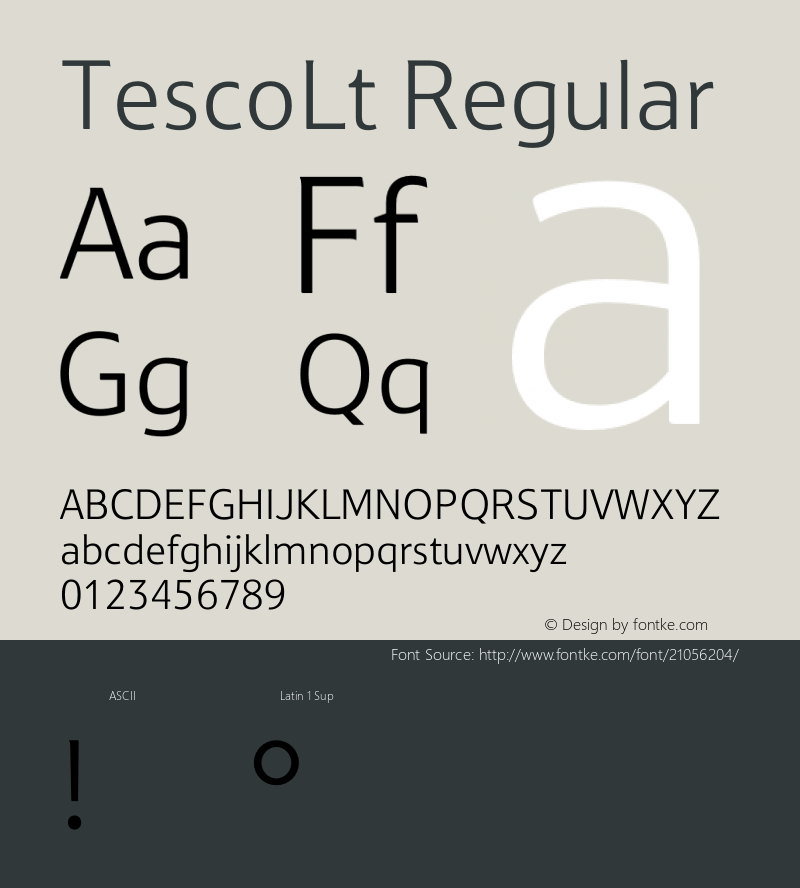 TescoLt 001.000 Font Sample