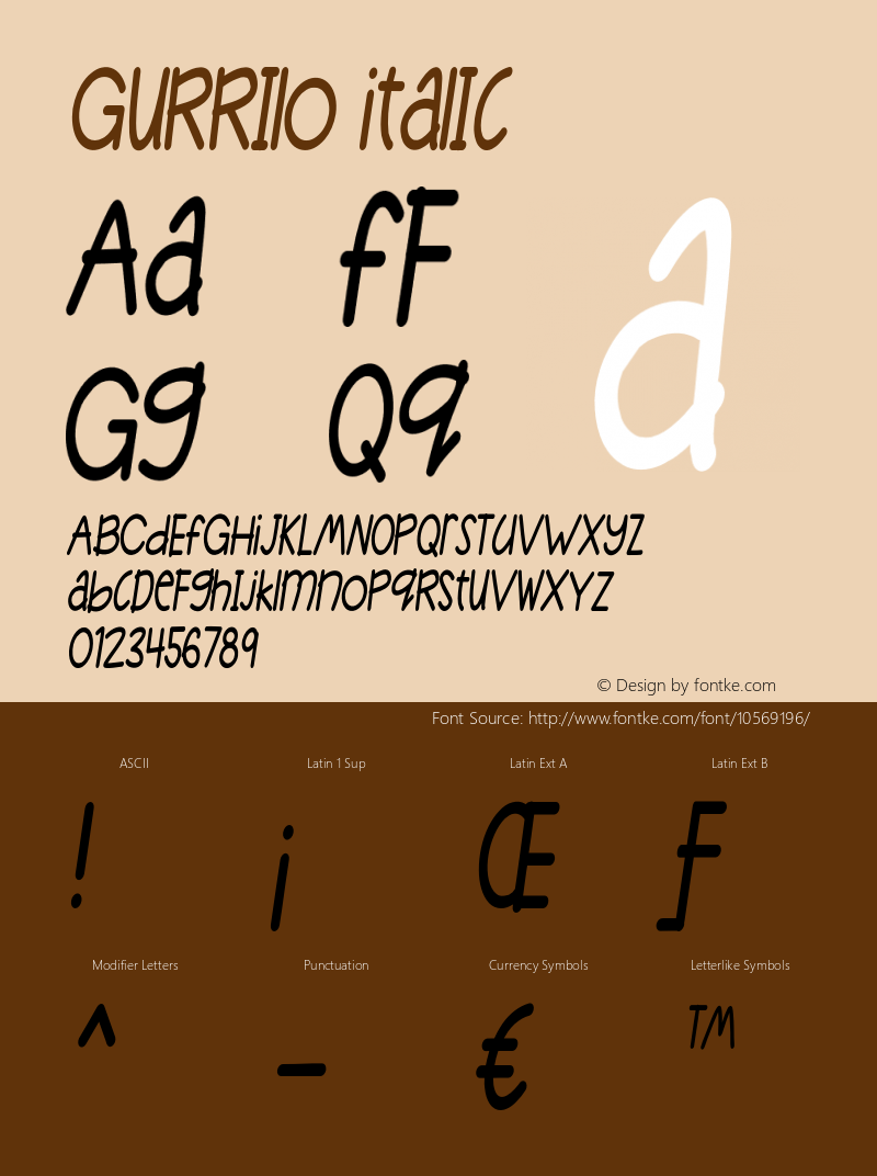 Gurrilo Italic Version 1.000 Font Sample