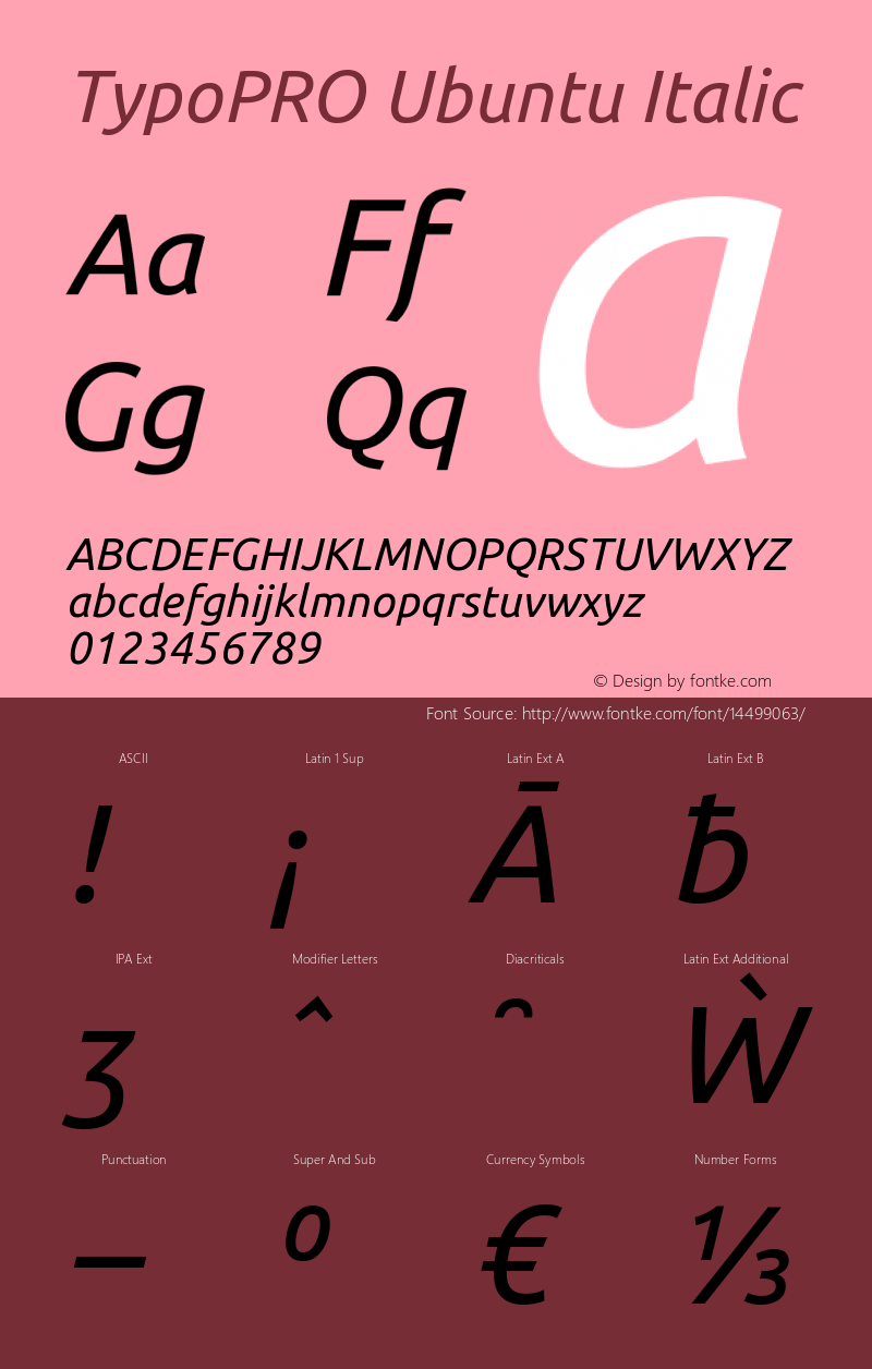 TypoPRO Ubuntu Italic Version 0.80 Font Sample