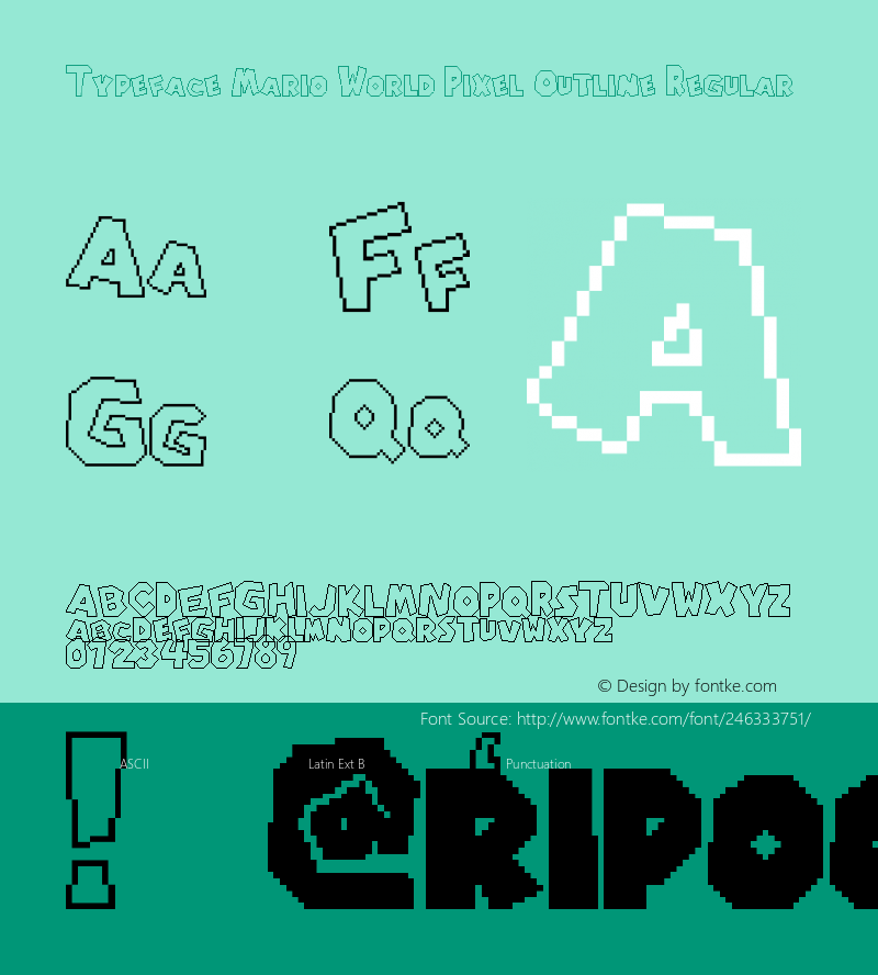 Typeface Mario World Pixel Outline Regular 1.0图片样张