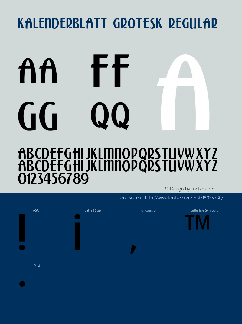 Kalenderblatt Grotesk Regular 1.0 Font Sample