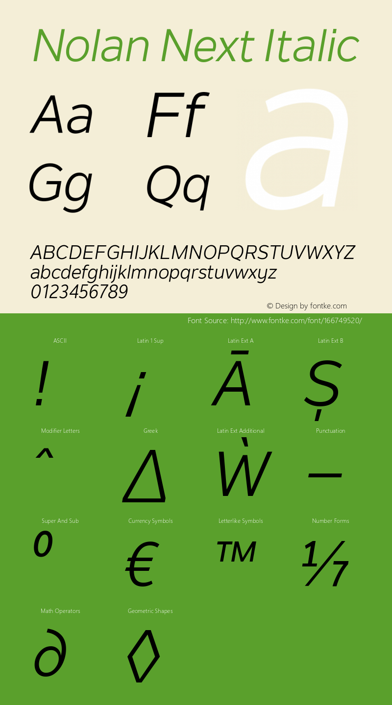 Nolan Next Italic 1.003 Font Sample