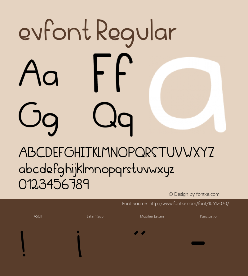 evfont Regular Version 1.0 Font Sample