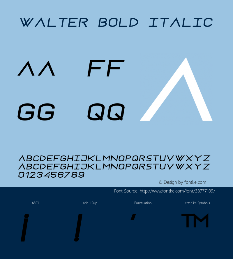 Walter Bold Italic Version 1.000 Font Sample