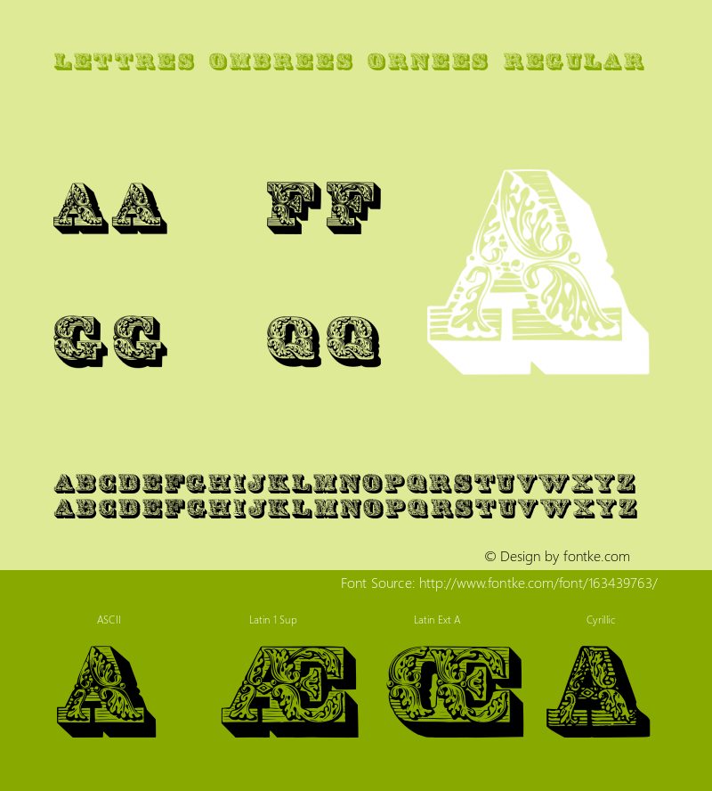 Lettres ombrees ornees Version 1.00 January 21, 2021, initial release Font Sample