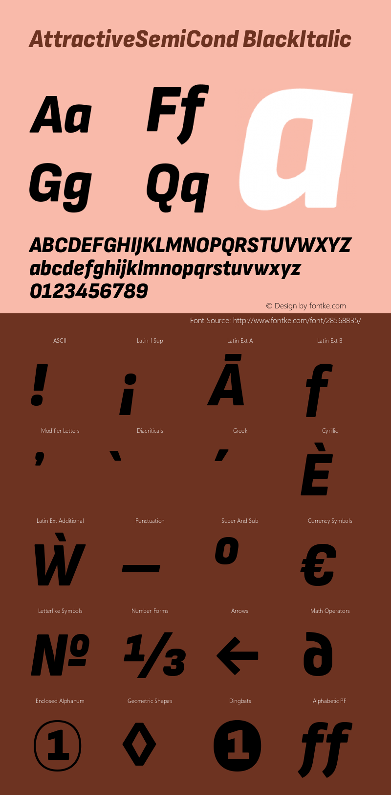 AttractiveSemiCond BlackItalic Version 3.001 Font Sample