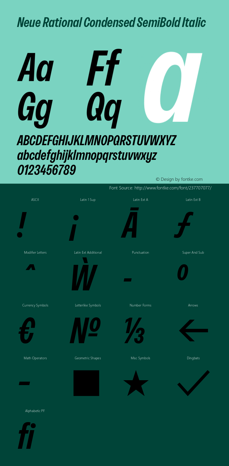 Neue Rational Condensed SemiBold Italic Version 1.000图片样张