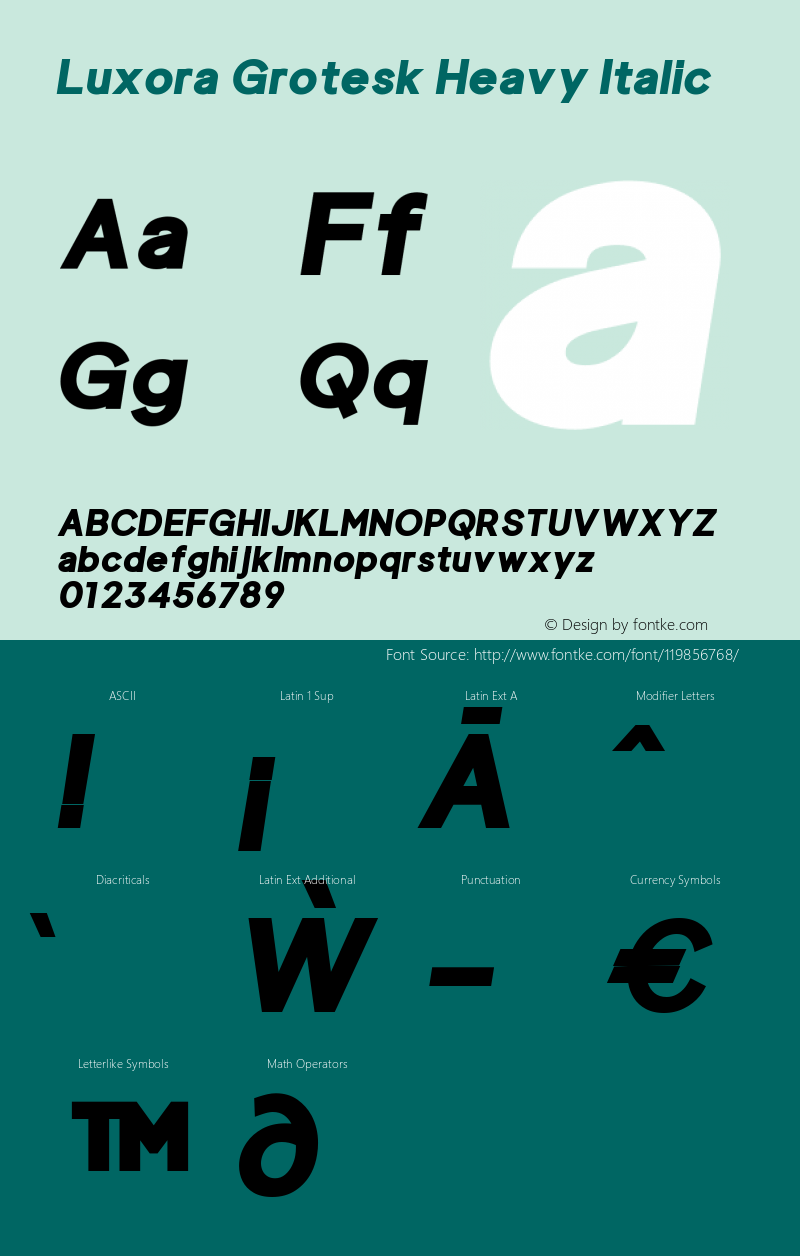 Luxora Grotesk Heavy Italic Version 1.000 Font Sample