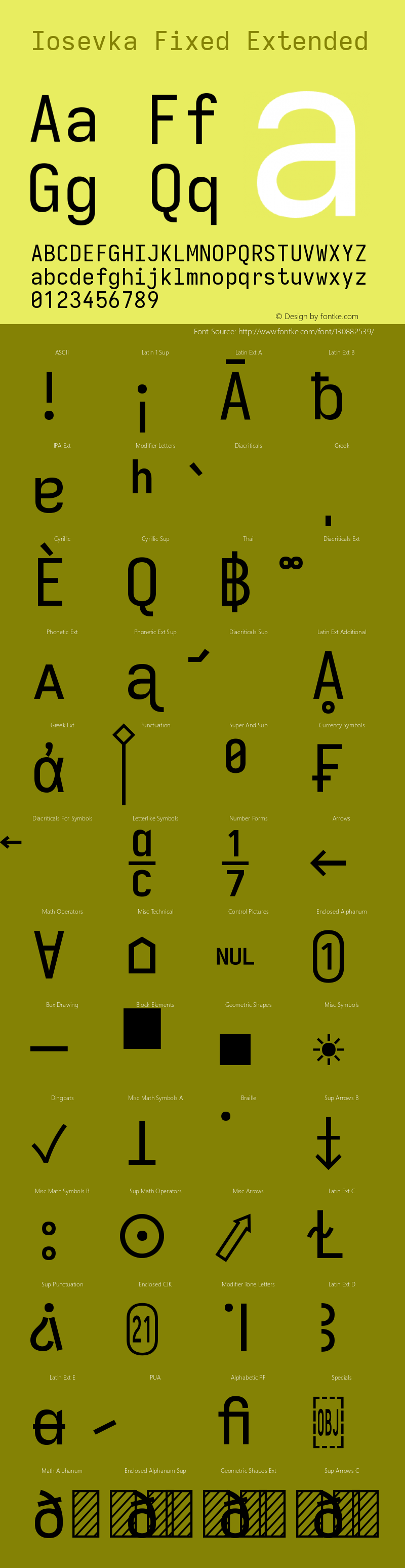 Iosevka Fixed Extended Version 5.0.8 Font Sample