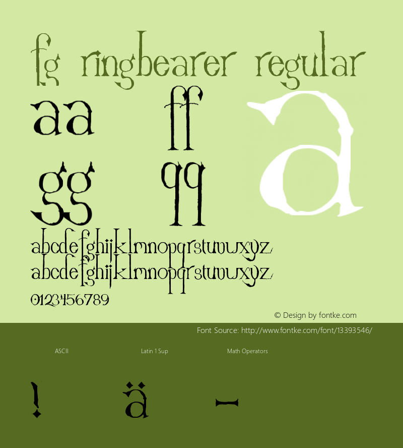 FG Ringbearer Regular Version 001.000 Font Sample