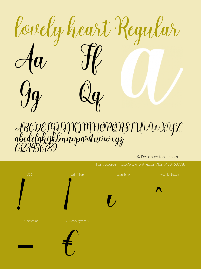 lovelyheart Version 1.000 Font Sample