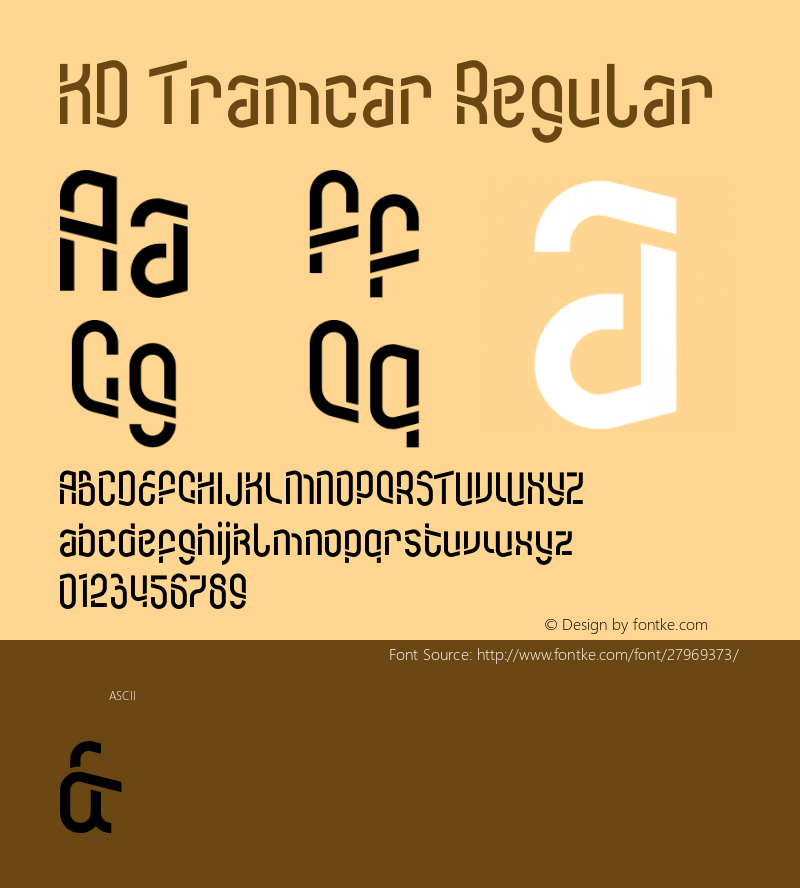 KD Tramcar Regular Version 1.001;PS 001.001;hotconv 1.0.88;makeotf.lib2.5.64775 Font Sample