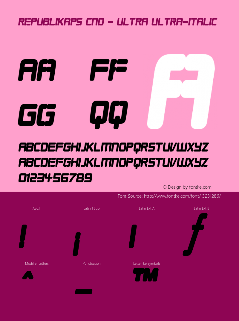 Republikaps Cnd - Ultra Ultra-Italic Version 001.000 Font Sample