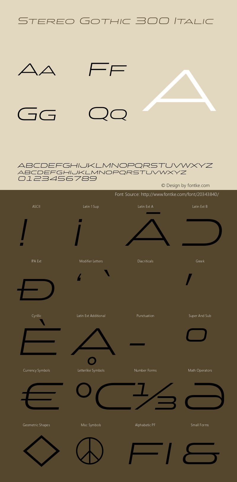 StereoGothic-300Italic Version 1.002 2014 Font Sample