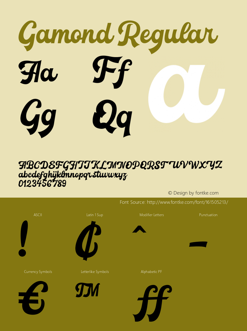 Gamond Version 1.000 Font Sample