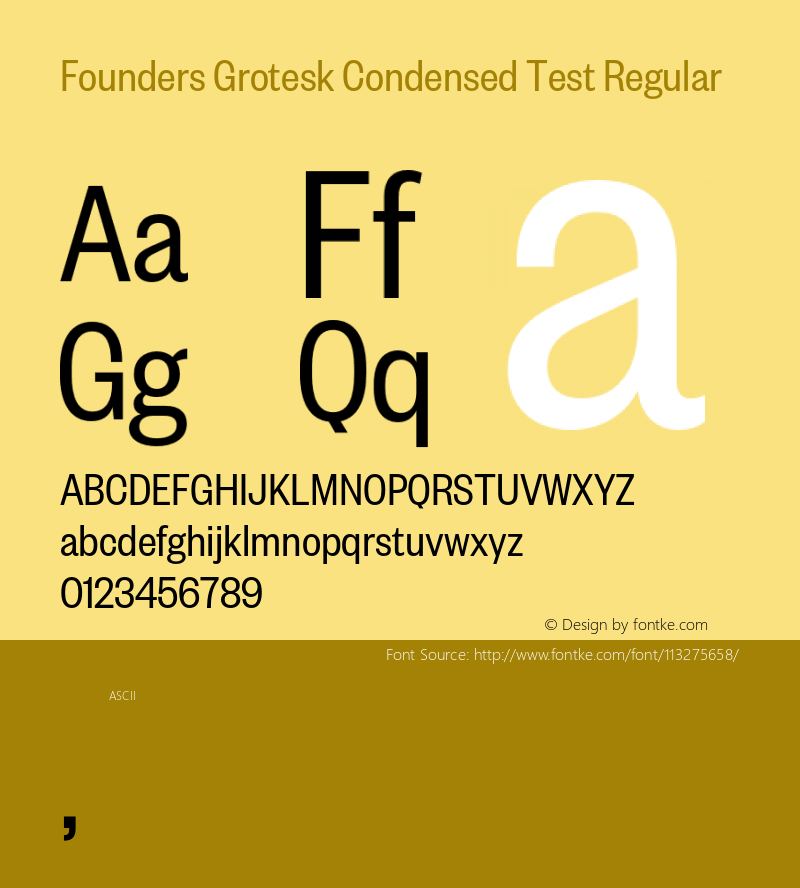 FoundersGroteskCond-RegTest Version 1.001;PS 1.000;hotconv 1.0.57;makeotf.lib2.0.21895;0 Font Sample