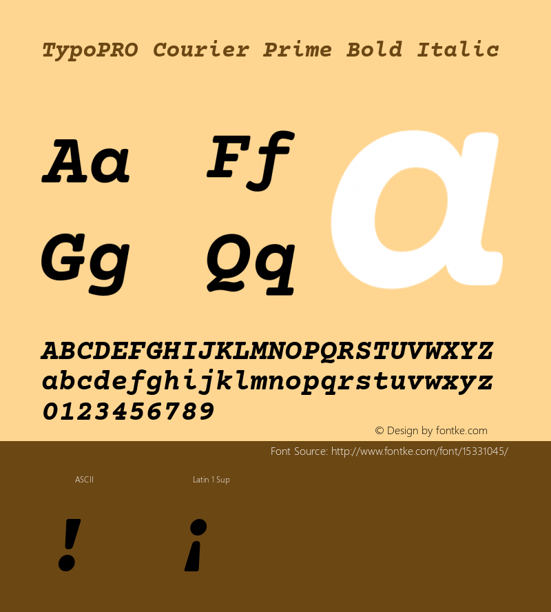 TypoPRO Courier Prime Bold Italic Version 1.202 Font Sample