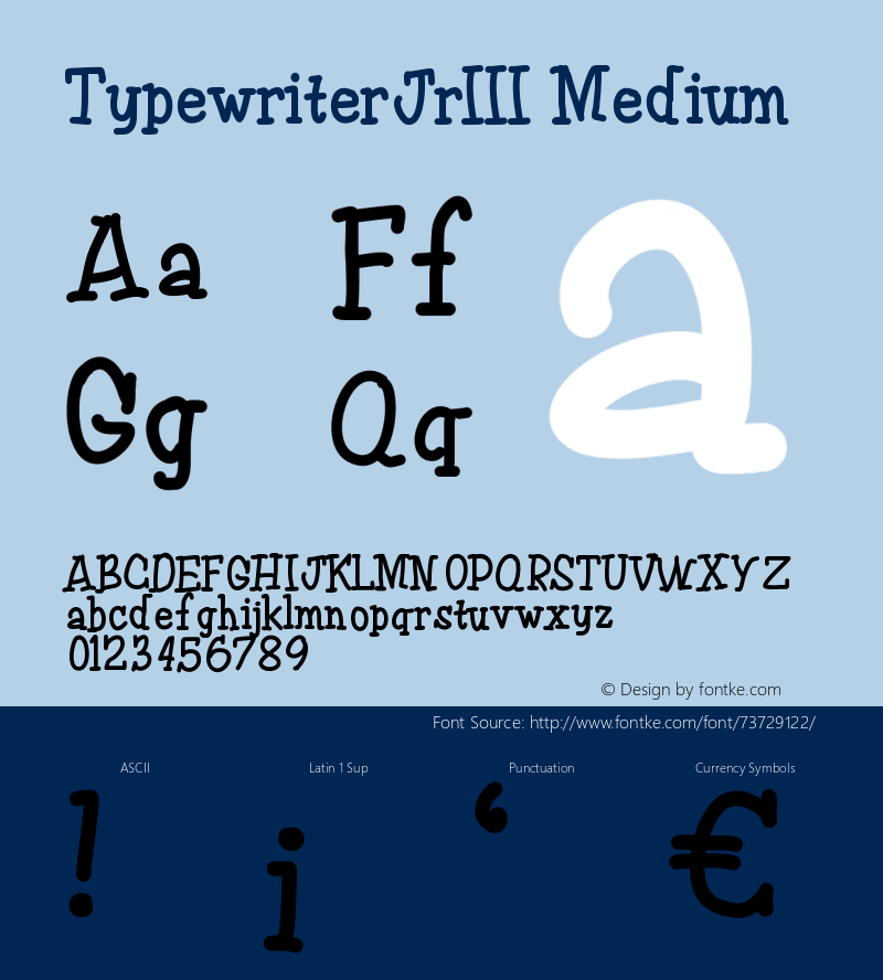 TypewriterJrIII Version 001.000 Font Sample