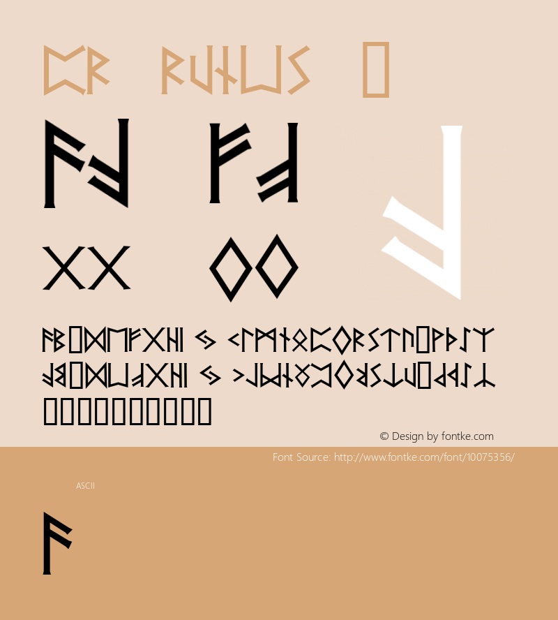 PR Runes 2 Macromedia Fontographer 4.1 12/16/00 Font Sample