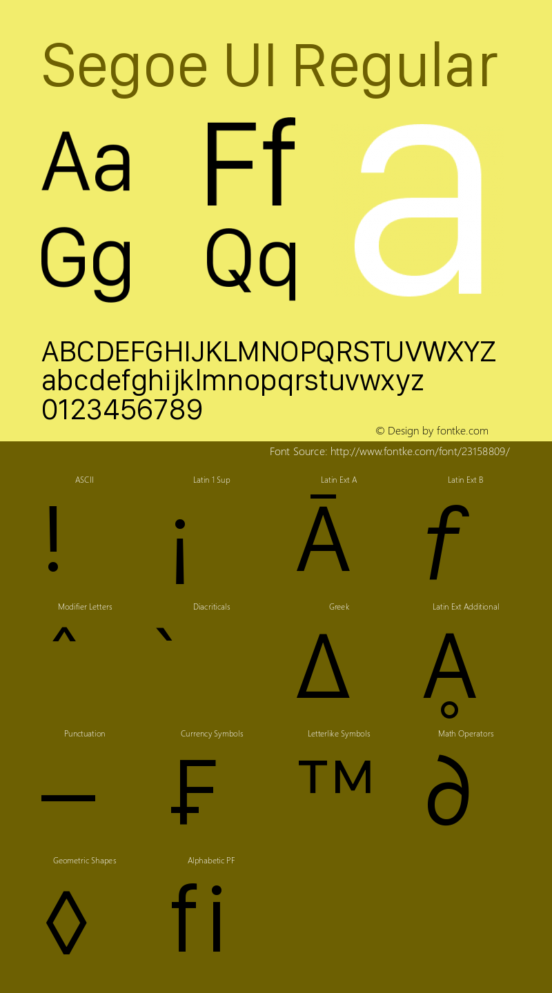 Segoe UI Version 5.53; sf Font Sample