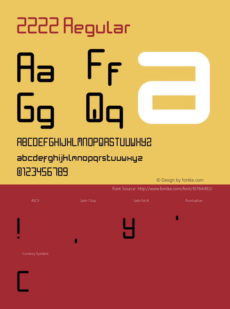 2222 Regular Version 1.0 Font Sample