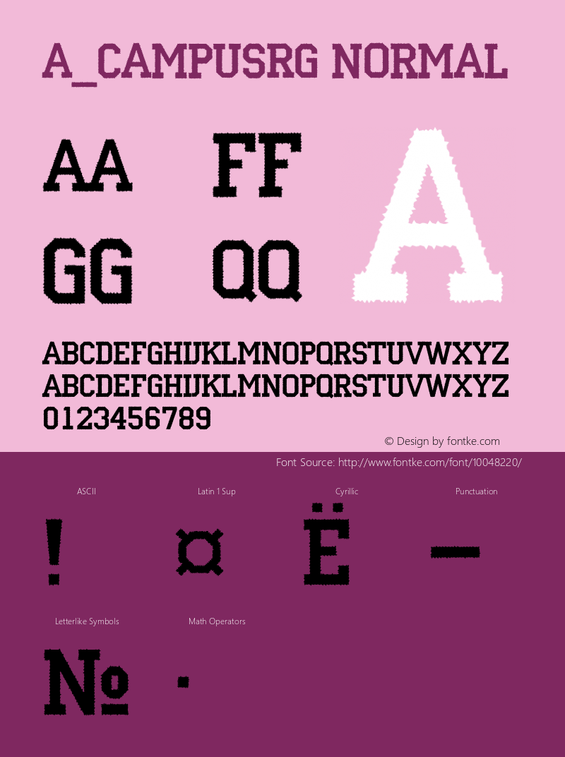 a_CampusRg Normal 01.03 Font Sample