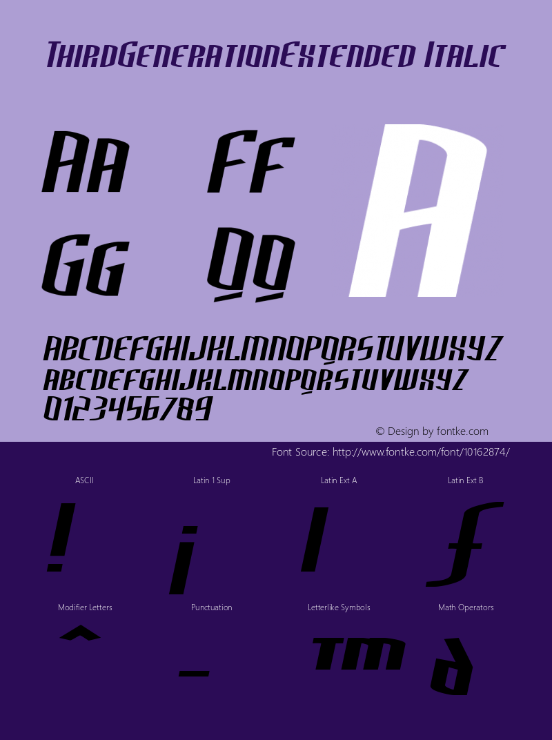 ThirdGenerationExtended Italic Rev. 003.000 Font Sample