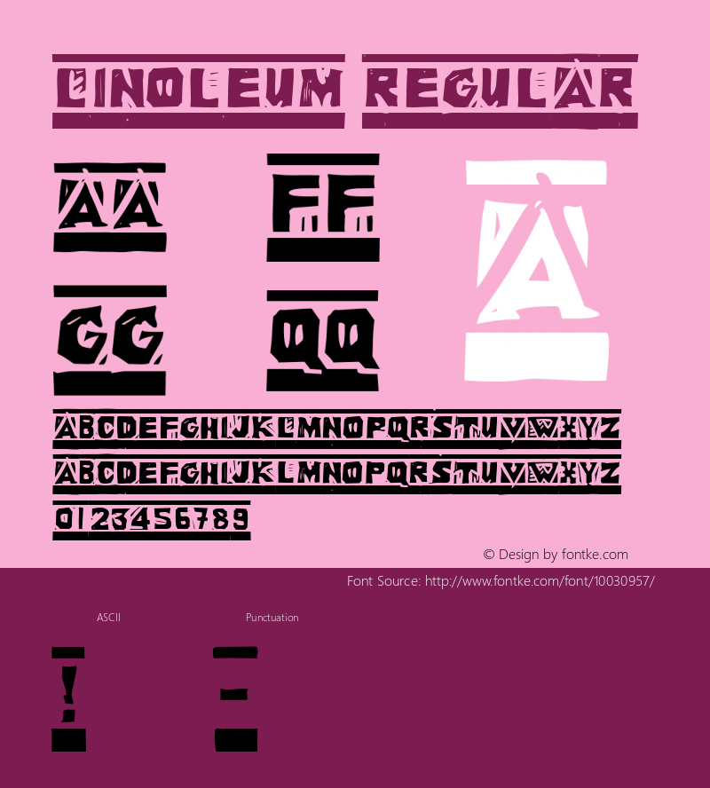 Linoleum Regular Macromedia Fontographer 4.1.3 12/30/97 Font Sample