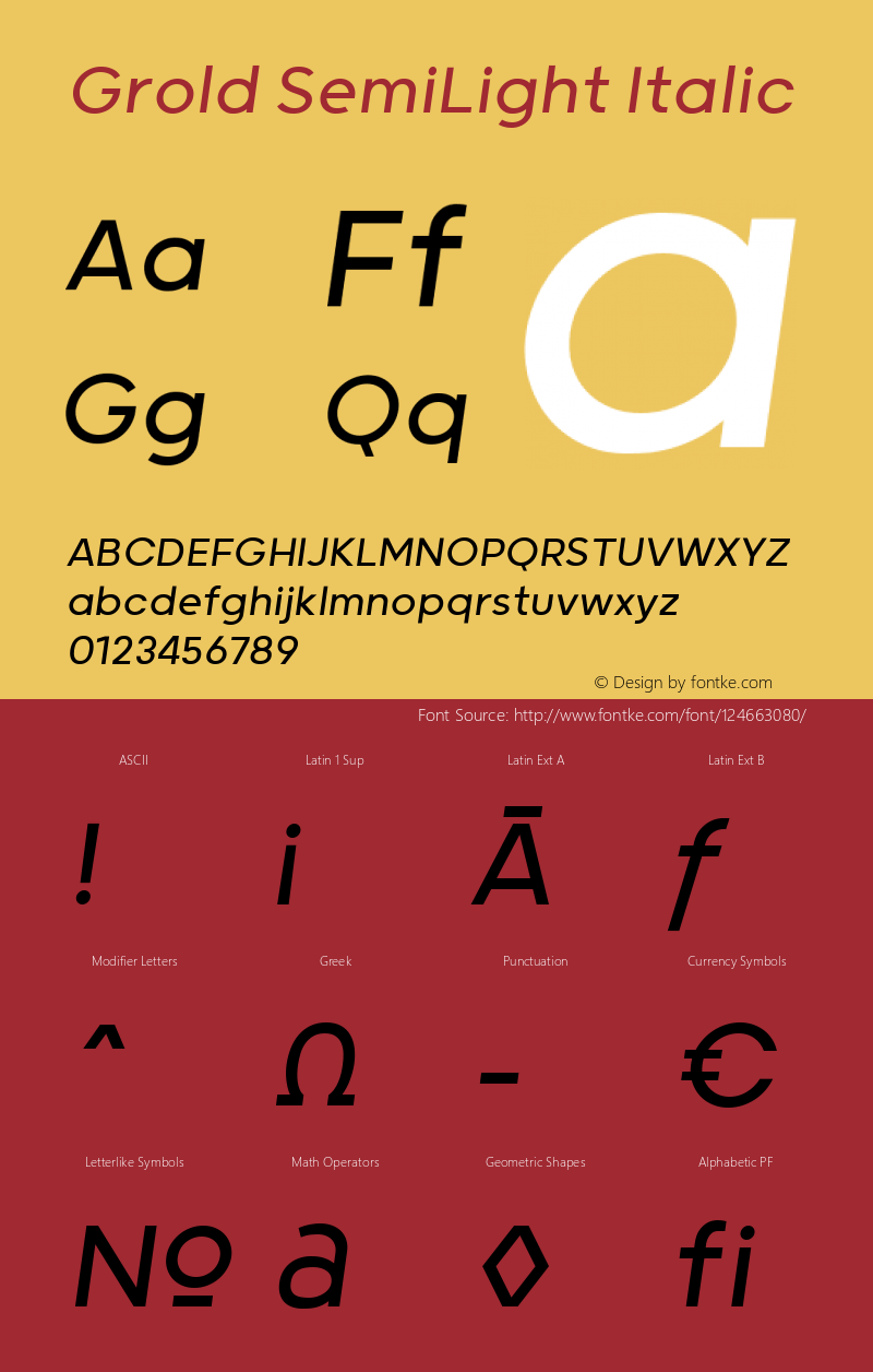 Grold SemiLight Italic 1.000 Font Sample