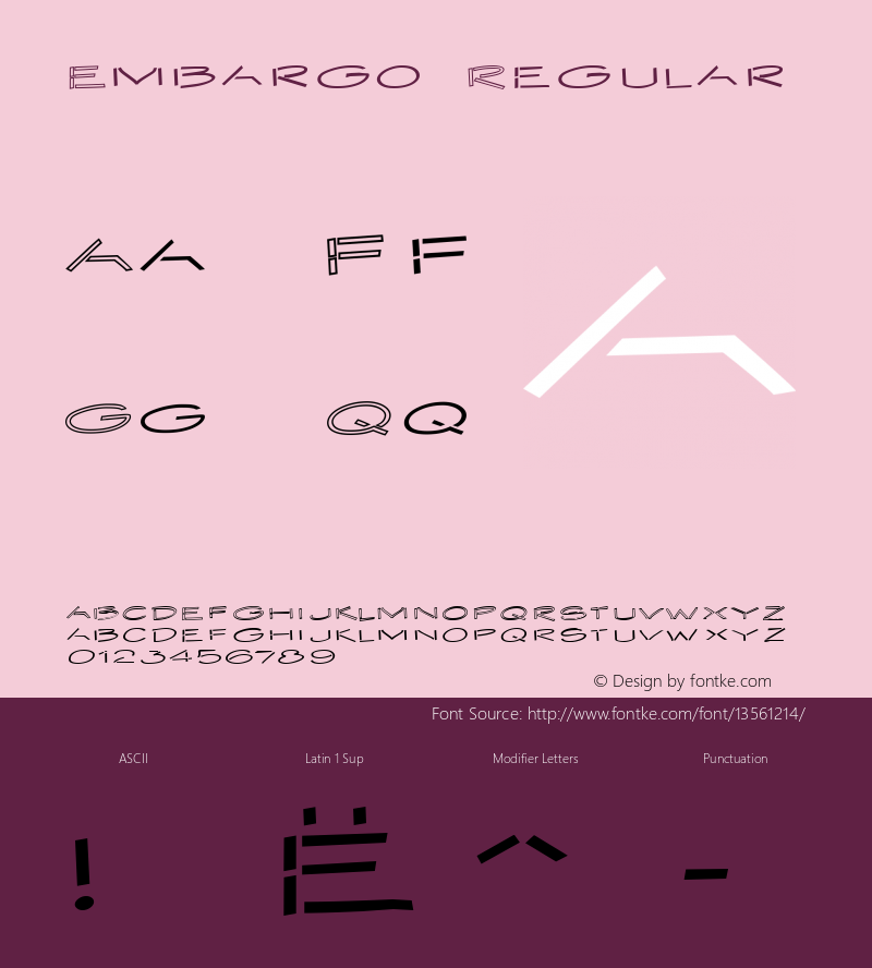 Embargo Regular 001.003 Font Sample