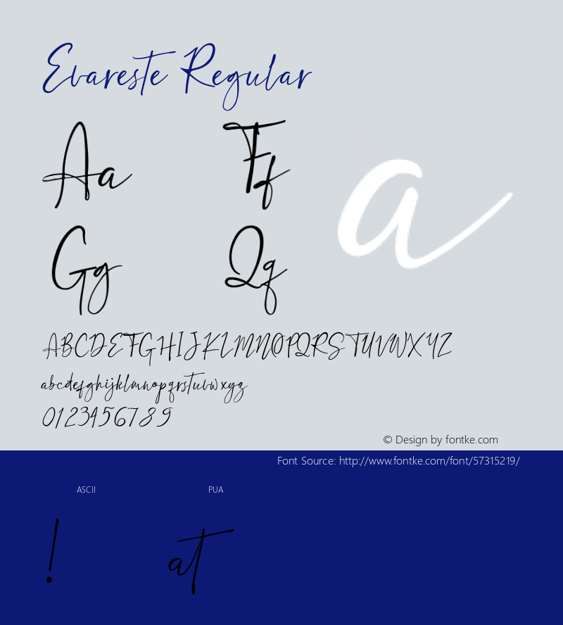 Evareste Version 1.000 Font Sample