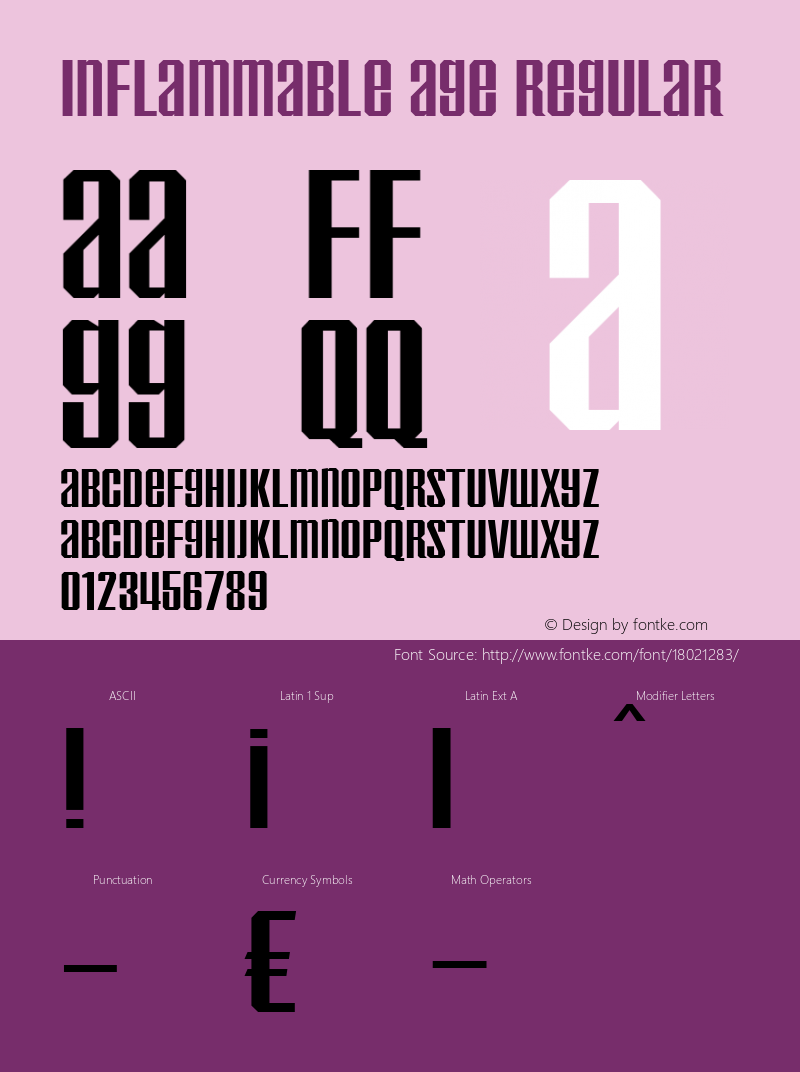 Inflammable Age Regular OTF 3.000;PS 001.001;Core 1.0.29 Font Sample