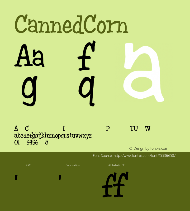 CannedCorn ☞ Version 1.000;com.myfonts.easy.sideshow.canned-corn.canned-corn.wfkit2.version.3uJV Font Sample