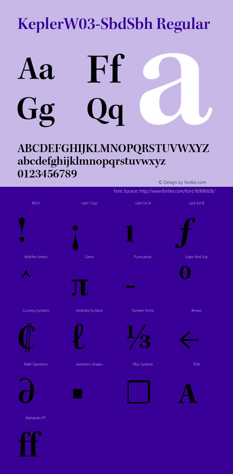 KeplerW03-SbdSbh Regular Version 1.00 Font Sample