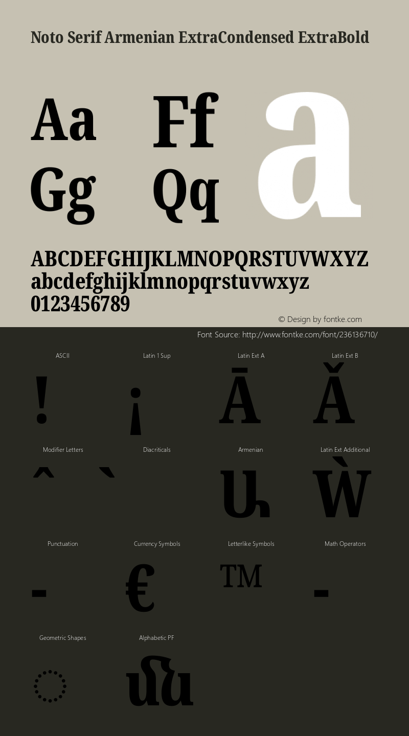 Noto Serif Armenian ExtraCondensed ExtraBold Version 2.007图片样张