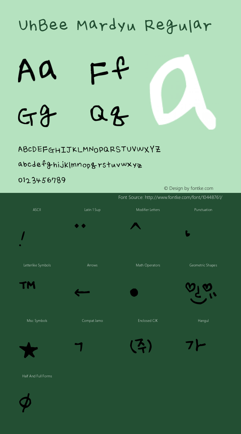 UhBee Mardyu Regular Version 1.00 September 13, 2012, initial release Font Sample