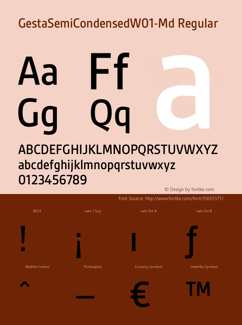 GestaSemiCondensedW01-Md Regular Version 1.00 Font Sample