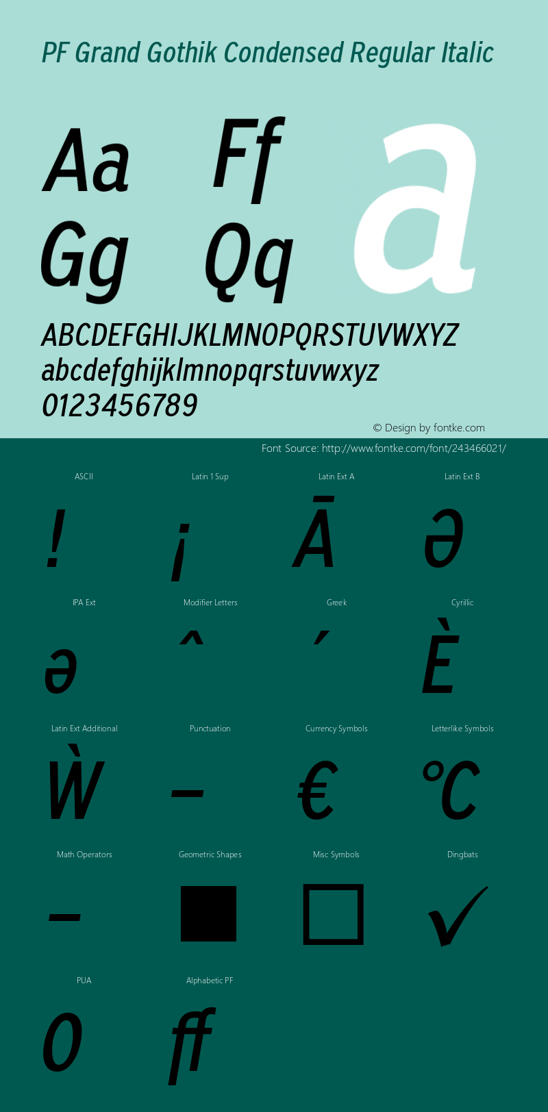 PF Grand Gothik Condensed Regular Italic Version 1.001 | web-ttf图片样张